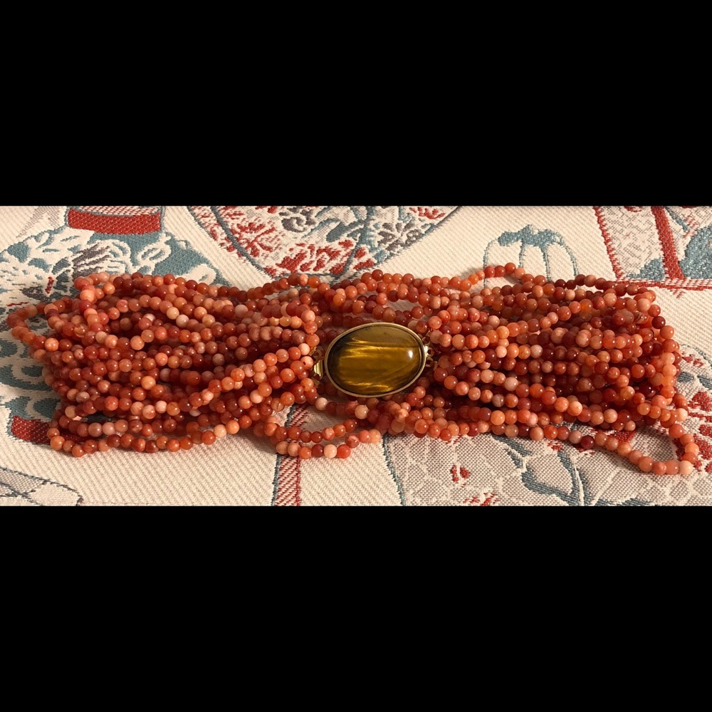 Carnelian necklace with‎ tiger’s eye clasp